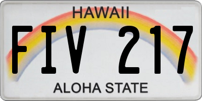 HI license plate FIV217
