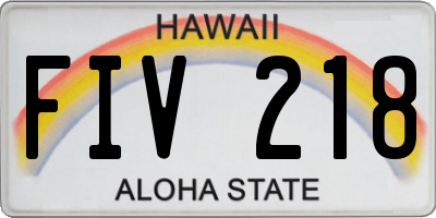 HI license plate FIV218