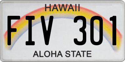 HI license plate FIV301