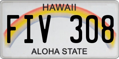 HI license plate FIV308
