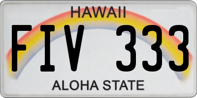HI license plate FIV333