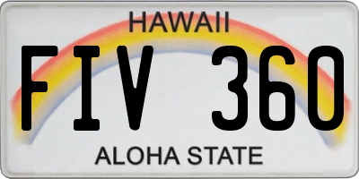 HI license plate FIV360