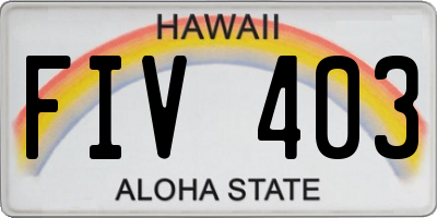 HI license plate FIV403