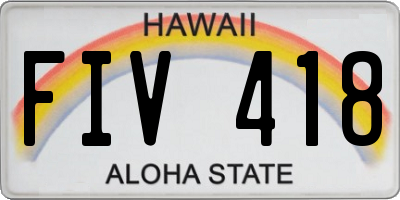 HI license plate FIV418