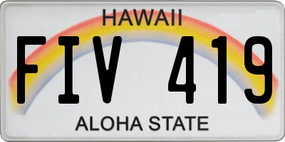 HI license plate FIV419