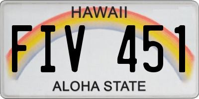 HI license plate FIV451