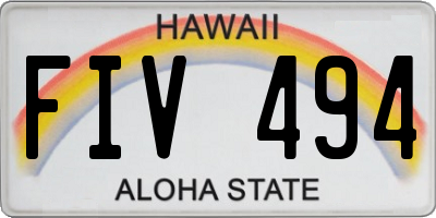 HI license plate FIV494