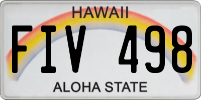 HI license plate FIV498