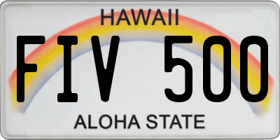 HI license plate FIV500