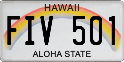 HI license plate FIV501