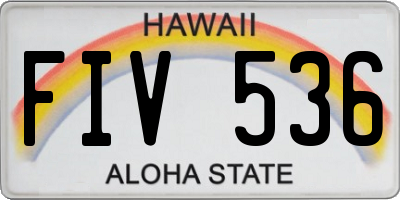 HI license plate FIV536