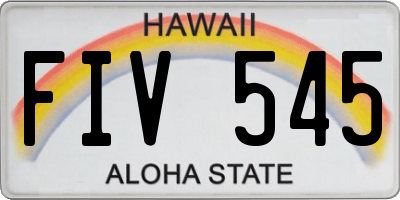 HI license plate FIV545