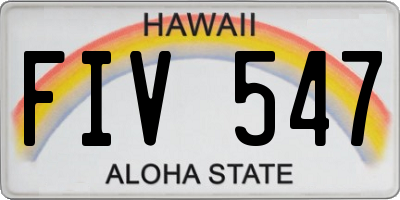 HI license plate FIV547
