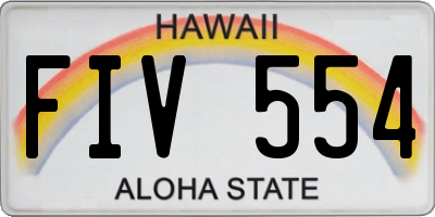 HI license plate FIV554