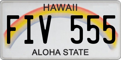HI license plate FIV555