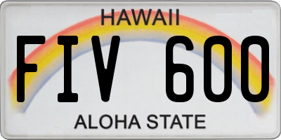 HI license plate FIV600
