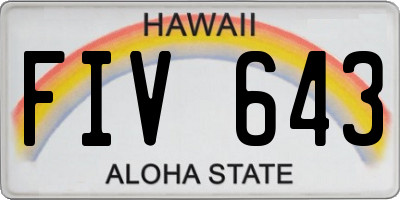 HI license plate FIV643