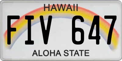 HI license plate FIV647