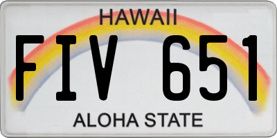 HI license plate FIV651