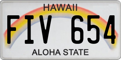 HI license plate FIV654