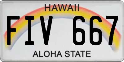 HI license plate FIV667