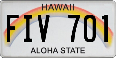 HI license plate FIV701