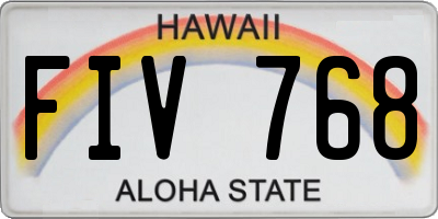 HI license plate FIV768