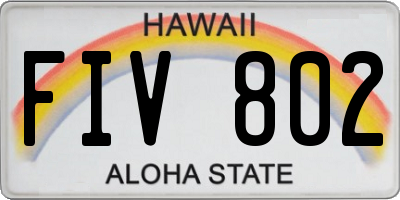 HI license plate FIV802