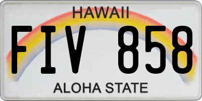 HI license plate FIV858