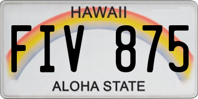 HI license plate FIV875