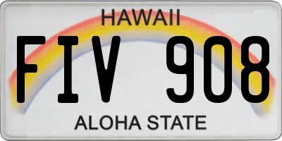 HI license plate FIV908