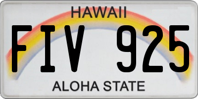 HI license plate FIV925