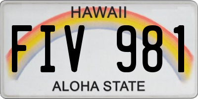 HI license plate FIV981