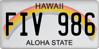 HI license plate FIV986