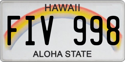 HI license plate FIV998