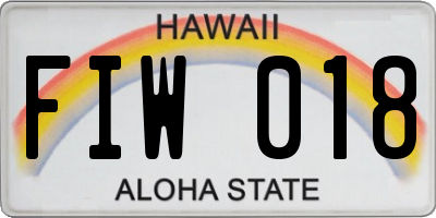 HI license plate FIW018