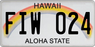 HI license plate FIW024