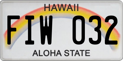 HI license plate FIW032
