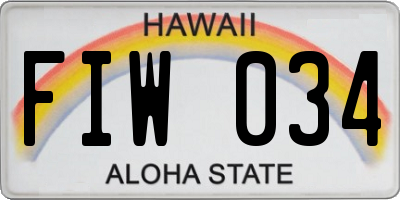 HI license plate FIW034