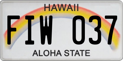 HI license plate FIW037
