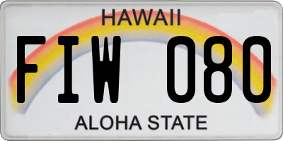 HI license plate FIW080