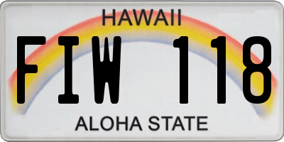 HI license plate FIW118