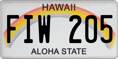 HI license plate FIW205