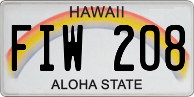 HI license plate FIW208