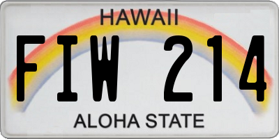 HI license plate FIW214