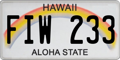 HI license plate FIW233