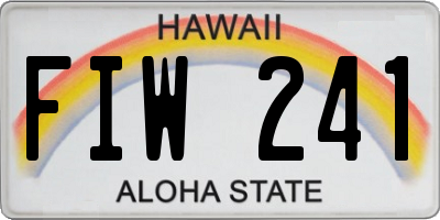 HI license plate FIW241