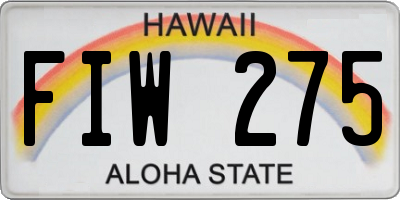 HI license plate FIW275