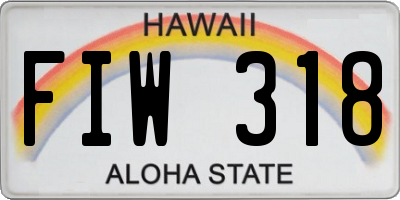 HI license plate FIW318