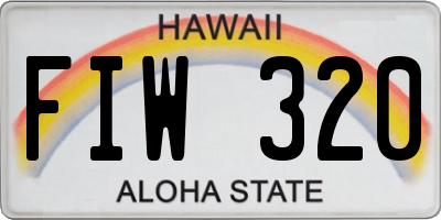 HI license plate FIW320